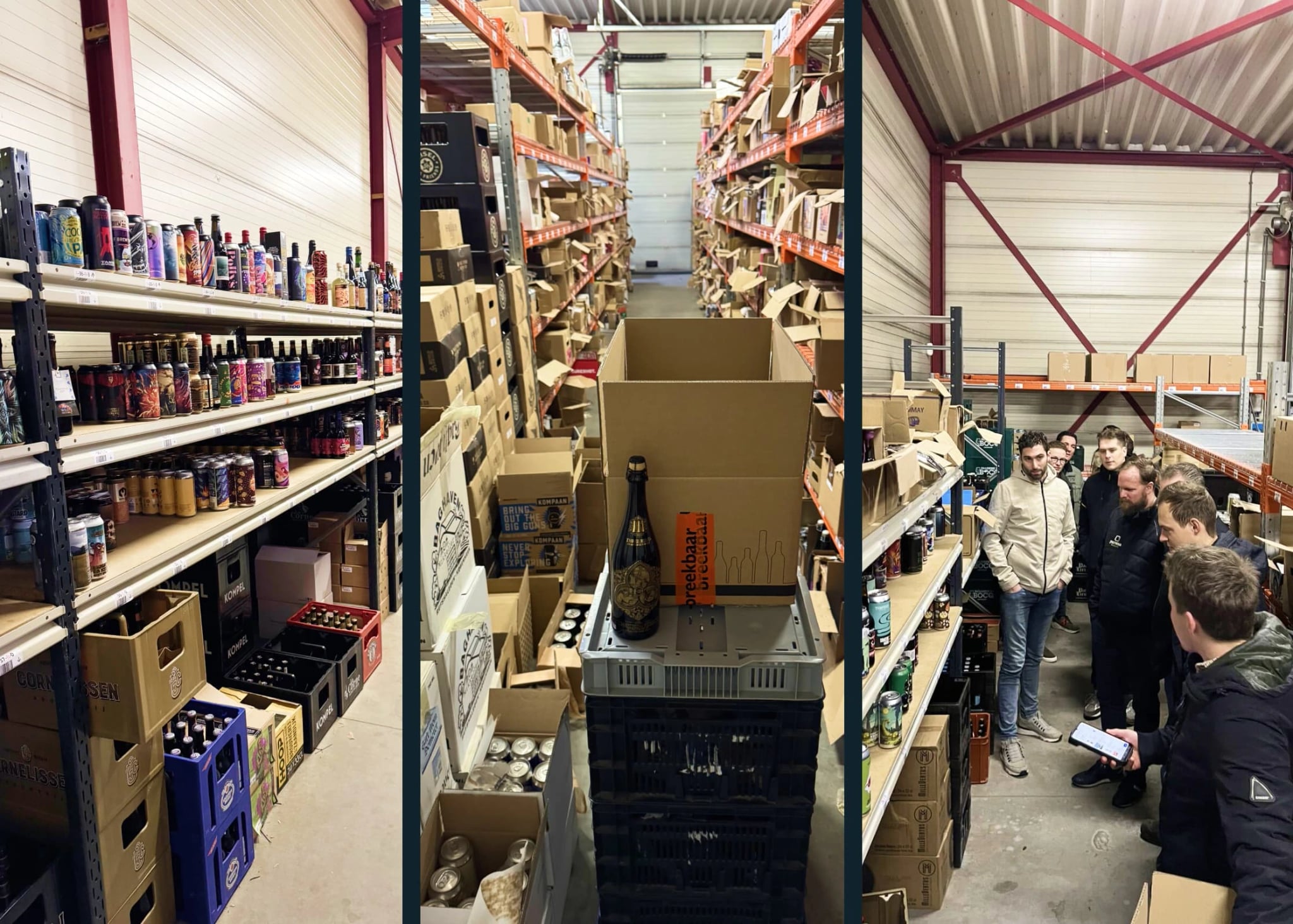 CraftBoxs loods met stellingen vol speciaalbier